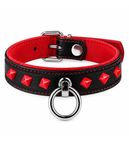 Red buttn Leather collar